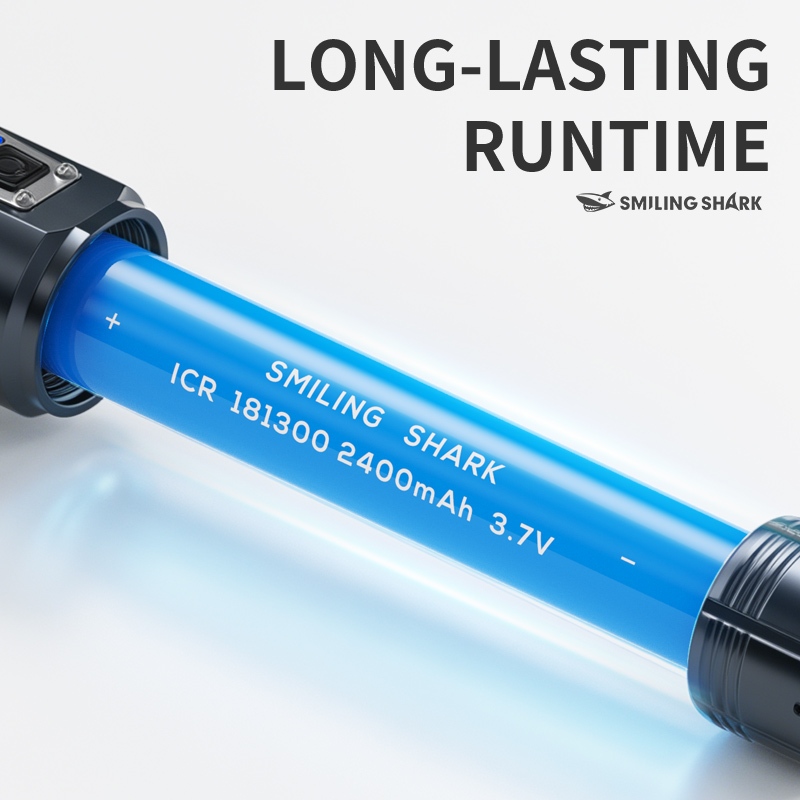 SMILING SHARK ไฟฉาย LED Super Bright M80 10000LM ซูมไฟฉาย Type-c ชาร์จ 5 โหมดกันน้ํากลางแจ้งในครัวเรือน Night Light SD5539 — صورة 5