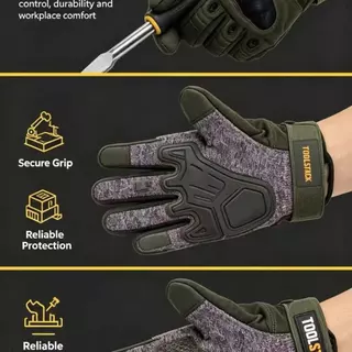 TOOLSTACK ถุงมือทํางานมืออาชีพป้องกันมือแกรนด์กันลื่นทนทาน