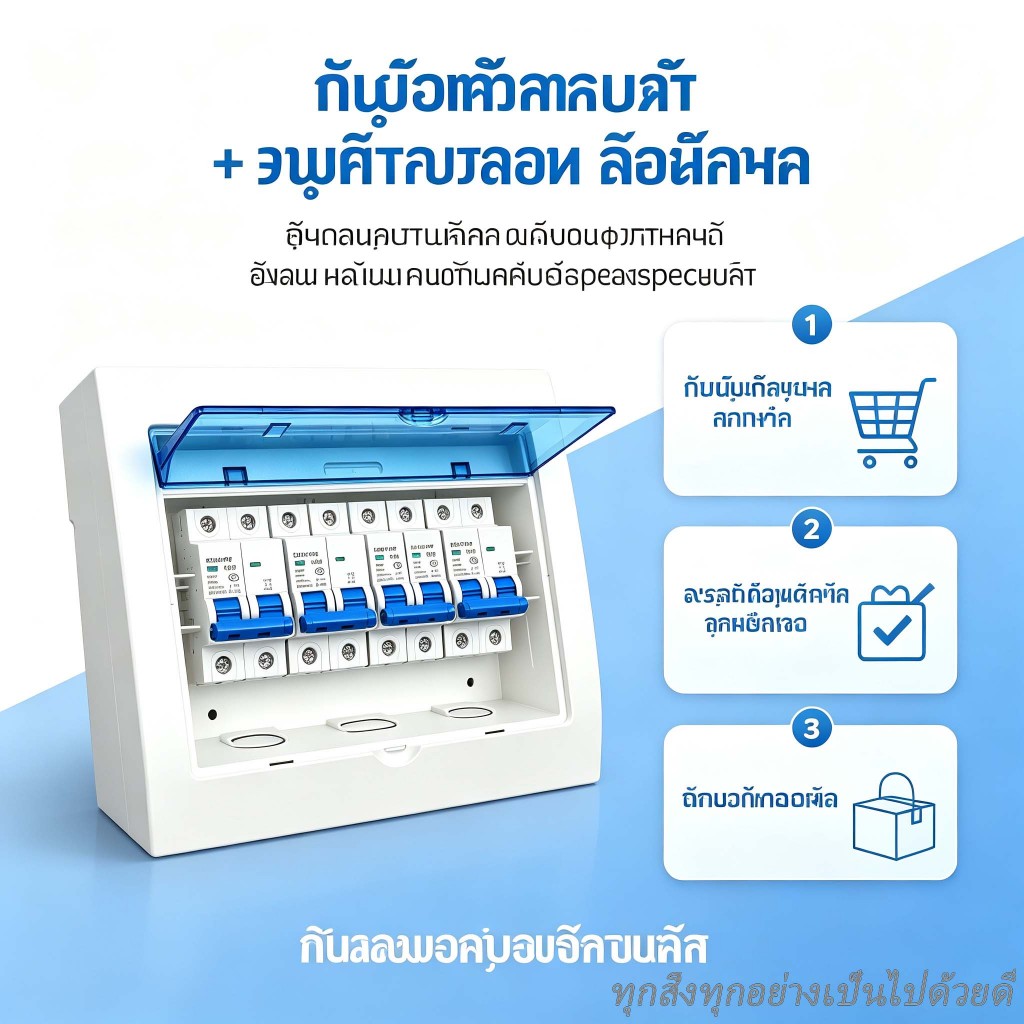 กล่องกระจายและเบรกเกอร์กันน้ํา (วงจร 6 , 8 วงจร, 12 วงจร) มีหลายรุ่น เหมาะสําหรับระบบไฟฟ้าที่แตกต่างกัน