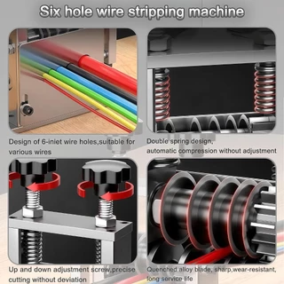 เครื่องปอกสายไฟแบบแมนนวล 6 ช่อง 5 des แบบพกพากรอบโลหะลวด Peeler สําหรับขูดทองแดงรีไซเคิล 3-17 มม.