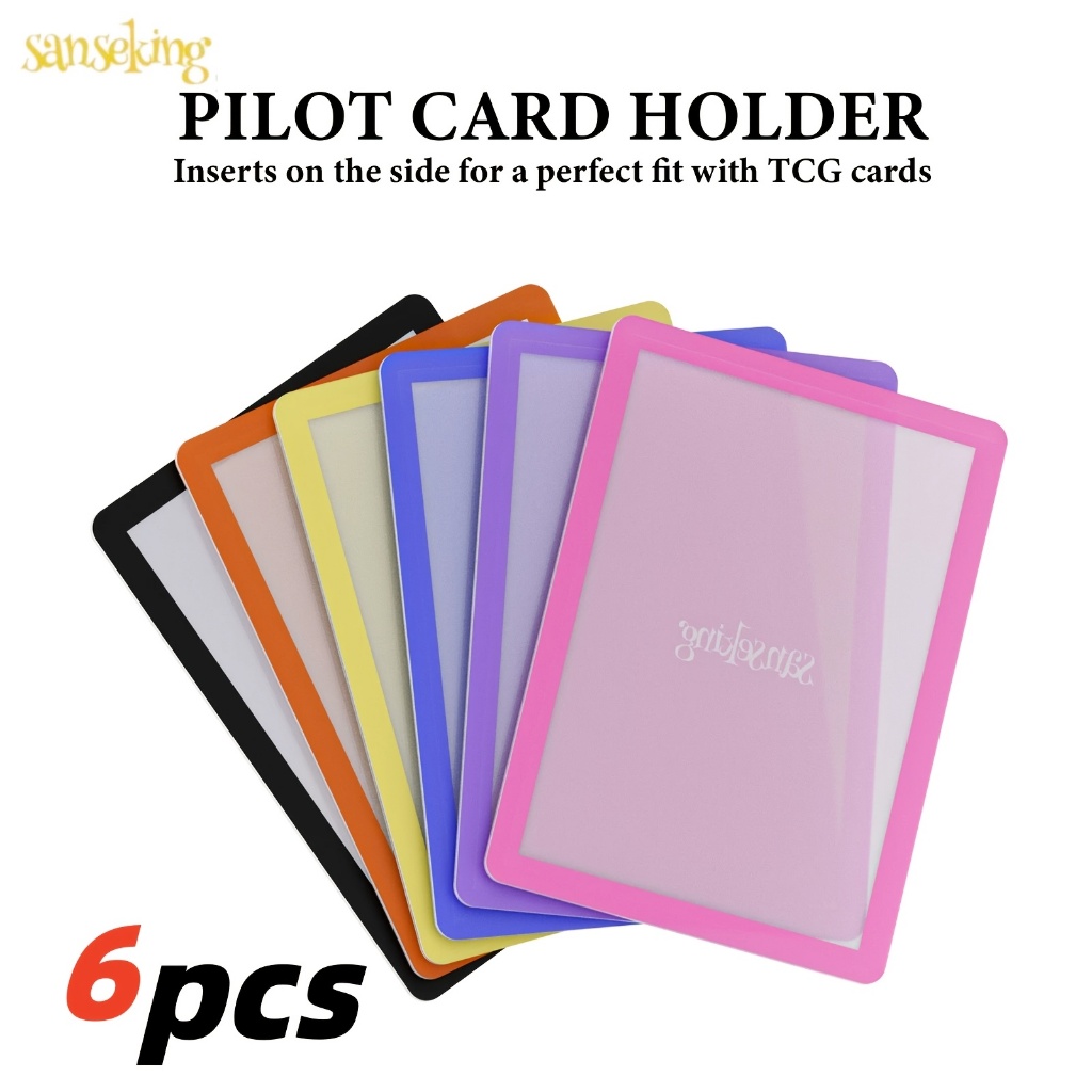 6 ชิ้น 35PT ผู้ถือบัตรด้านข้าง Hard PVC Trading Card Sleeves ขนาดมาตรฐาน TCG Card Protectors พร้อมกรอบสี Anti-Scratch Card Hard Loaders