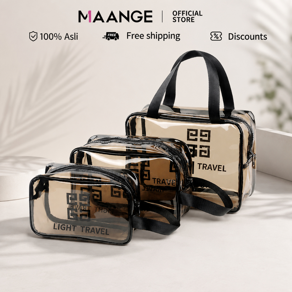 Maange กระเป๋าตาข่าย กระเป๋าเครื่องสําอาง สําหรับการเดินทาง (3 ขนาด S M L) ความจุสูง 0311