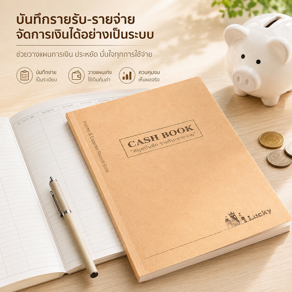 สมุดบันทึกรายรับรายจ่าย Cash Book A5 สมุดบัญชีรายรับจ่าย บันทึกค่าใช้จ่าย วางแผนการเงิน สมุดจดบัญชี เย็บเล่มแข็งแรง
