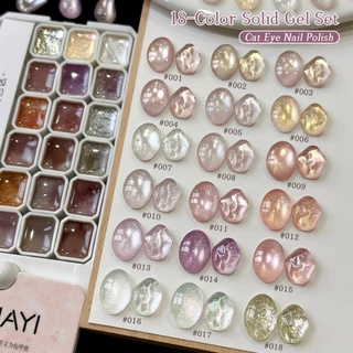 XEIJAYI - Ultra-Glossy Gray-Purple Cat-Eye Gel Nail Polish Set, ชุดสี 18 สี เหมาะสำหรับใช้ในชีวิตประจำวัน