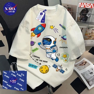 【จัดส่งจากกรุงเทพฯ】🔥NASA ทรงใหญ่ ฤดูร้อน คอกลม แขนสั้น ไซไฟ ลายนักบินอวกาศ🚀 ยูนิเซ็กส์ ใส่ได้ทุกโอกาส เสื้อ YG4473