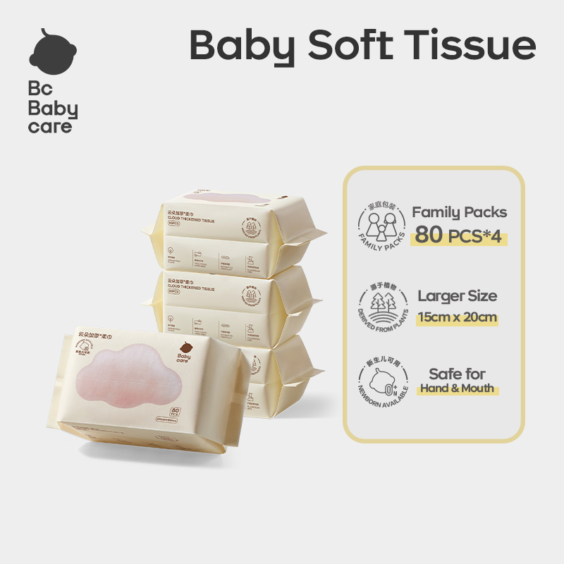 Bc babycare ผ้าขนหนูนุ่มแบบใช้คู่แบบแห้งและเปียกสําหรับเด็กทารก 80 แผ่น