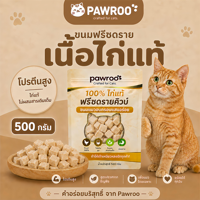 อกไก่ฟรีซดราย 70g/500g สดใหม่ อกไก่100% สุดคุ้ม น้ำหนักเต็มปริมาณ อกไก่แมว ขนมแมว  ขนมแมวฟรีซดราย อกไก่ฟรีซดรายแมว