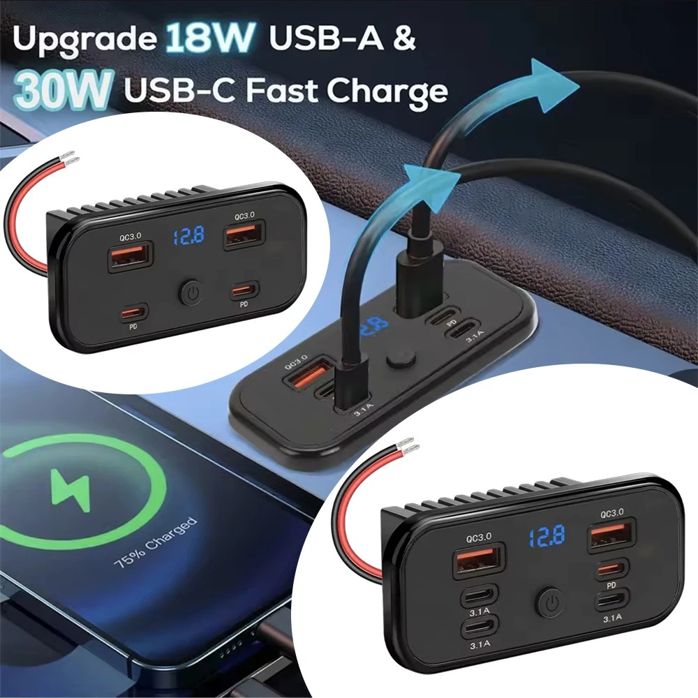 96W PD30W QC3.0 18W รถ Fast Charging Universal USB Type-C Power Outlet Quick Charger Adapter สําหรับ