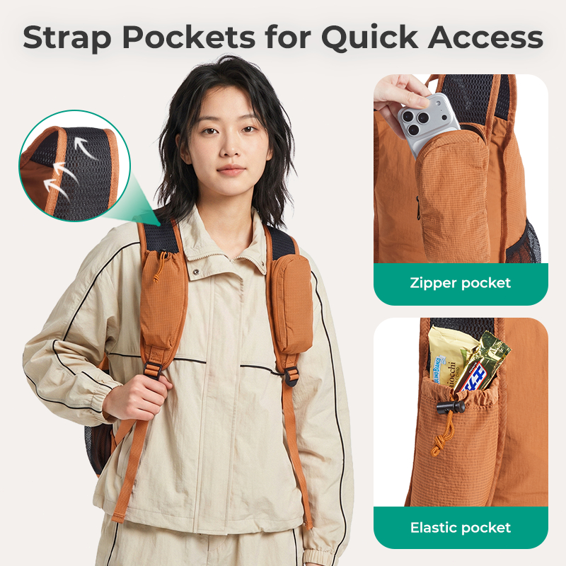 BAGSMART حقيبة ظهر قابلة للطي 15 لتر خفيفة 0.25 كغ — صورة 3