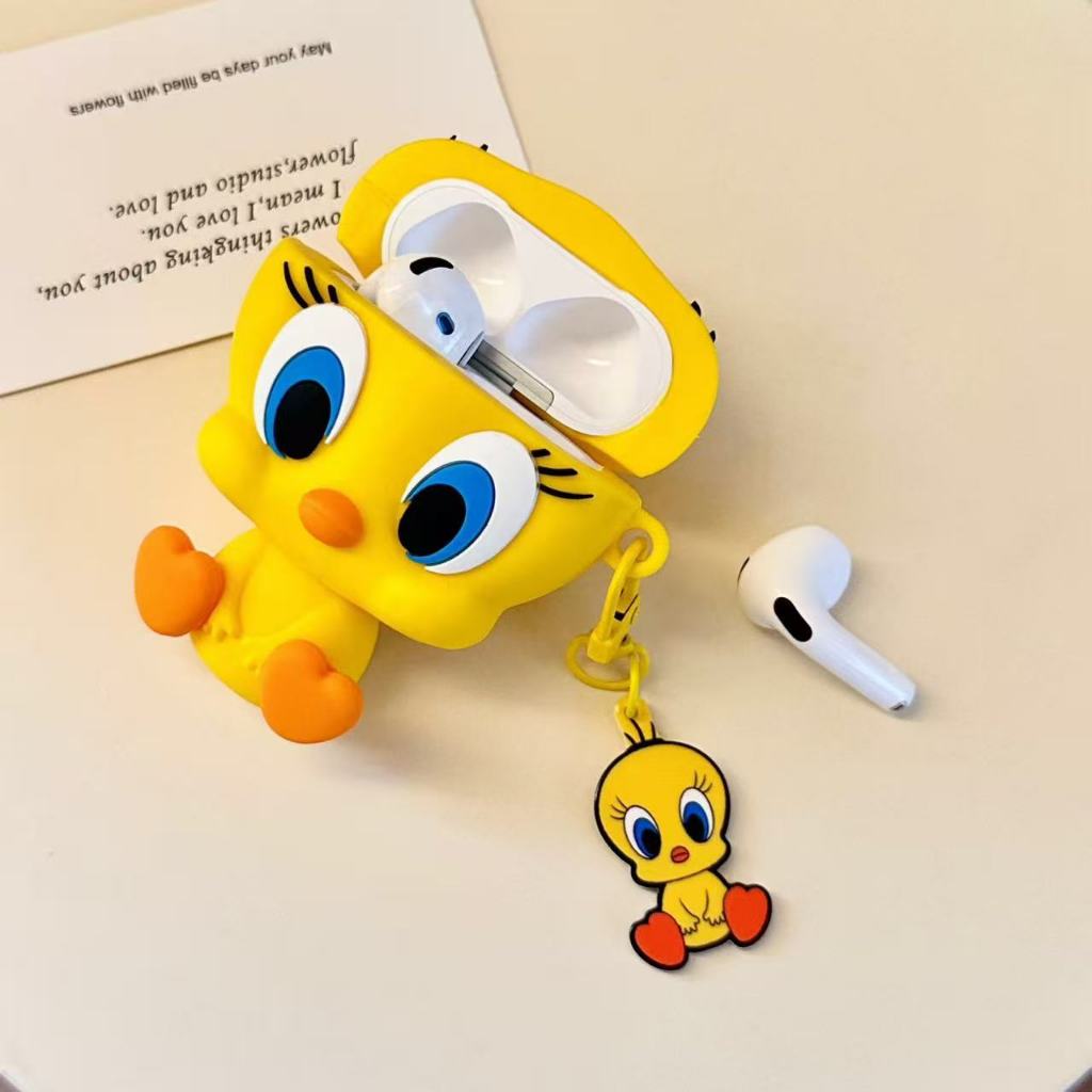 เคสป้องกัน Airpods หูฟัง iPhone 4/Pro/Pro2/Pro3 เคสป้องกันซิลิโคนการ์ตูนนกเครื่องประดับ