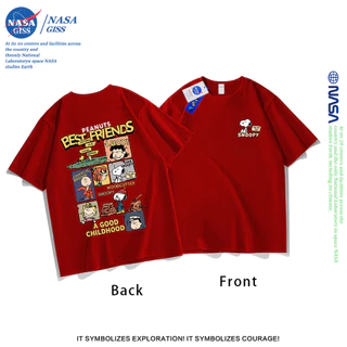 NASA เสื้อยืดชายหญิงแขนสั้น สไตล์ลำลอง summer SNOOPY พิมพ์ลาย t-shirt แบบหลวม คอกลม ยับยากไม่ต้องรีด