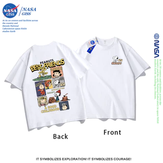 NASA เสื้อยืดชายหญิงแขนสั้น สไตล์ลำลอง summer SNOOPY พิมพ์ลาย t-shirt แบบหลวม คอกลม ยับยากไม่ต้องรีด