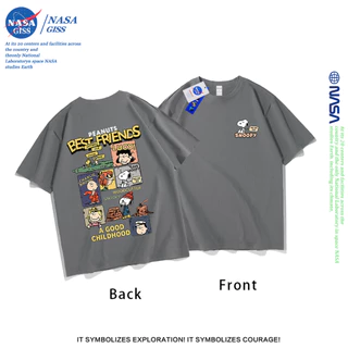 NASA เสื้อยืดชายหญิงแขนสั้น สไตล์ลำลอง summer SNOOPY พิมพ์ลาย t-shirt แบบหลวม คอกลม ยับยากไม่ต้องรีด