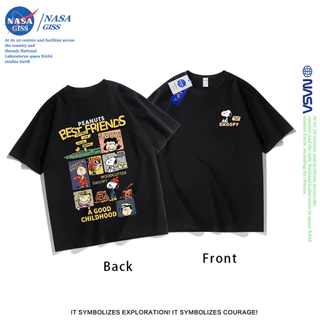 NASA เสื้อยืดชายหญิงแขนสั้น สไตล์ลำลอง summer SNOOPY พิมพ์ลาย t-shirt แบบหลวม คอกลม ยับยากไม่ต้องรีด