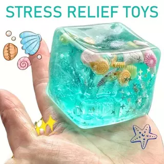 FG Squishy Ocean/Snowflake บล็อกความเครียดบรรเทา Ice Cube โปร่งใสนุ่ม Maltose Water Ball ของขวัญ Sensory ของเล่นสําหรับออทิสติกความเครียดความวิตกกังวลบรรเทา Fidget ของเล่น