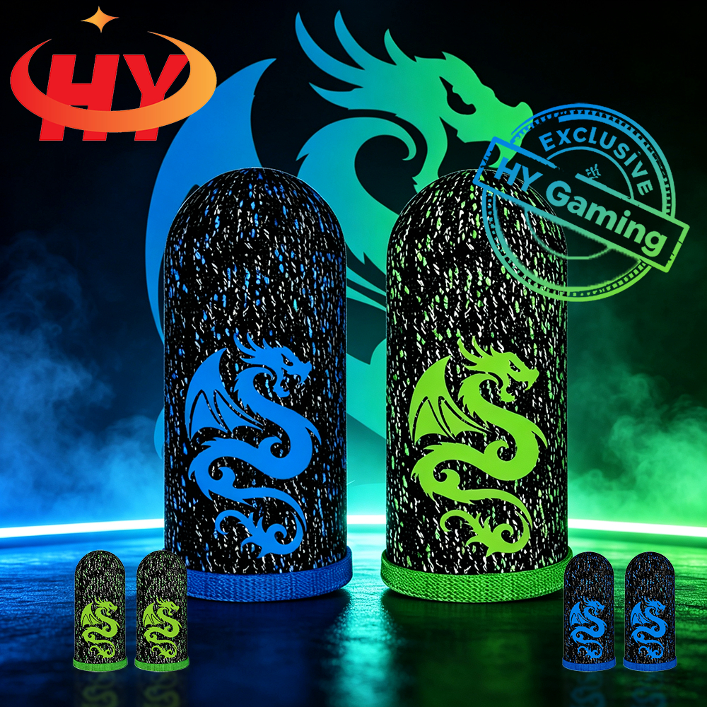 HY Fly Dragon Gaming Finger Sleeves Breathable ปลายนิ้ว Sweatproof Anti-slip ปลายนิ้วฝาครอบ Thumb ถุงมือสําหรับเกมมือถือ