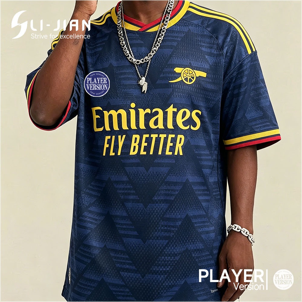 26/27 Season Arsenal Away การพิมพ์ชื่อที่กําหนดเอง PLAYER เสื้อฟุตบอล, S-2XL ผู้ชายฤดูร้อน Quick-drying & Breathable jersey