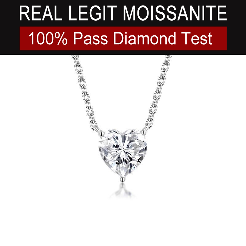 หัวใจคลาสสิก 2ct Moissanite สร้อยคอ S925 เงินสเตอร์ลิง 18K ชุบทอง 8 มม.สามง่ามจี้หัวใจ