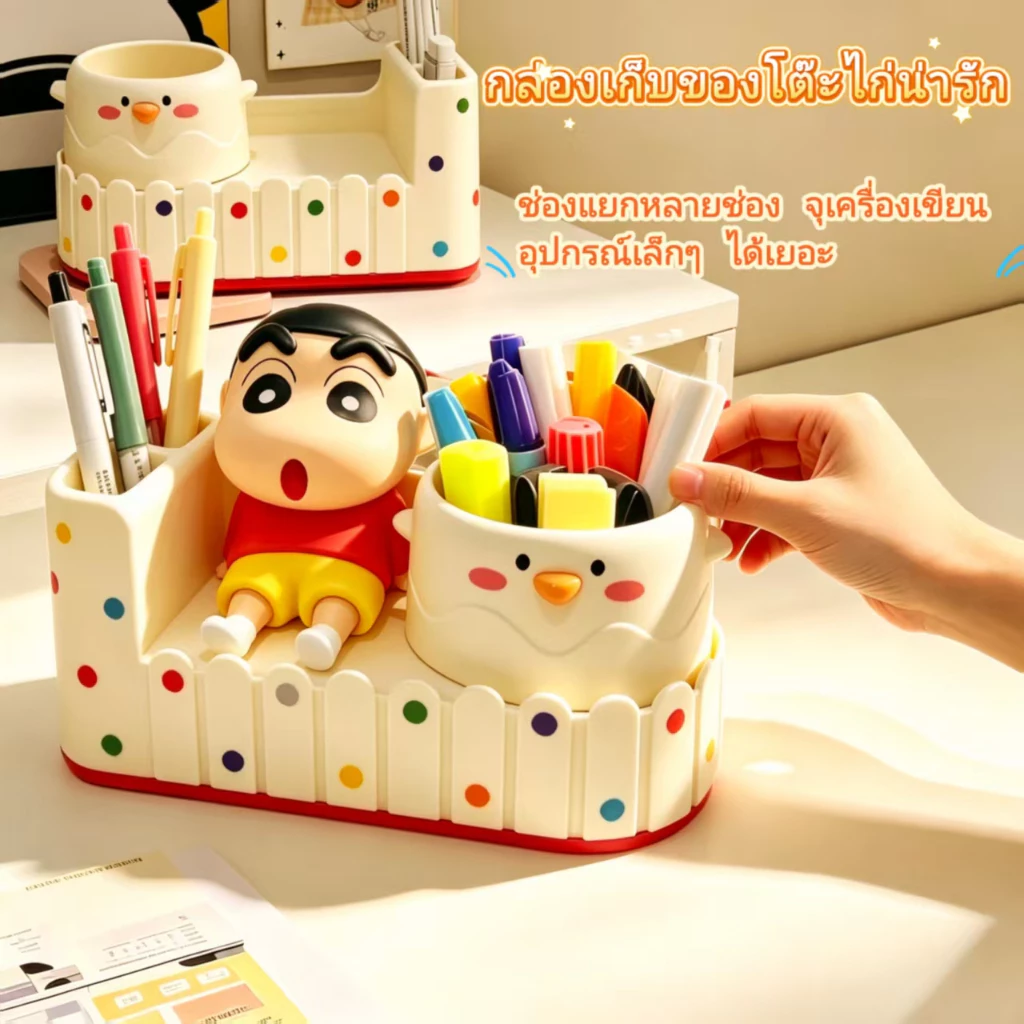 ส่งจากไทย🚚ติดผนัง ที่เก็บแปรงแต่งหน้ากล่องใส่ของน่ารักชั้นวางของบนโต๊ะทํางานที่เก็บเครื่องเขียนบนเดส thumbnail 3