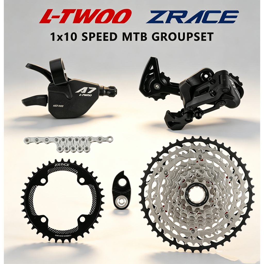 หัวข้อ : ชุดเกียร์จักรยาน ZRACE 42/46/50T + แผ่นจาน BCD104 + โซ่ + ตัวเปลี่ยนเกียร์ LTWOO A7 10 สปีด ครบชุด อัปเกรดได้ทุกรุ่น