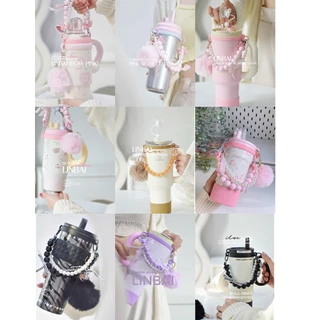 LINBAI ชุดอุปกรณ์กระติกน้ำ 4 ชิ้น สีม่วง [ฝาครอบฝุ่น+สายคล้อง+บูท+ฝาสำลี] สำหรับกระติก Stanley และกระติกอื่นๆ