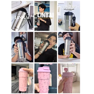 LINBAI 17OZ Ceramic Liner แก้วกาแฟสแตนเลสพร้อมฝาปิดกระติกน้ําสูญญากาศแก้วน้ําร้อนและเย็น - สีม่วง