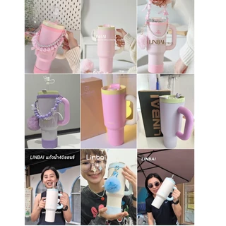 LINBAI กระติกน้ํา40ออนซ์ที่มีสีสันฉนวนแก้วน้ําด้วยฟางสูญญากาศ304สแตนเลส+เซรามิกชั้นผนังคู่รั่วซึมถ้วยน่ารัก