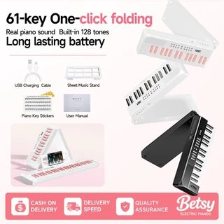 (Local Stock | COD) BETSY B151 เปียโนไฟฟ้า 61 คีย์ แบบพับได้ พกพาง่าย สำหรับเด็กและผู้เริ่มต้น