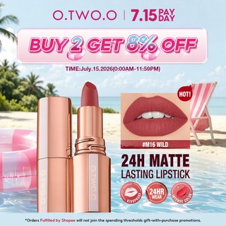 O.TWO.O Matte Lipstick Misty Kiss Lock Color Silky 24H Long Lasting Lip Makeup