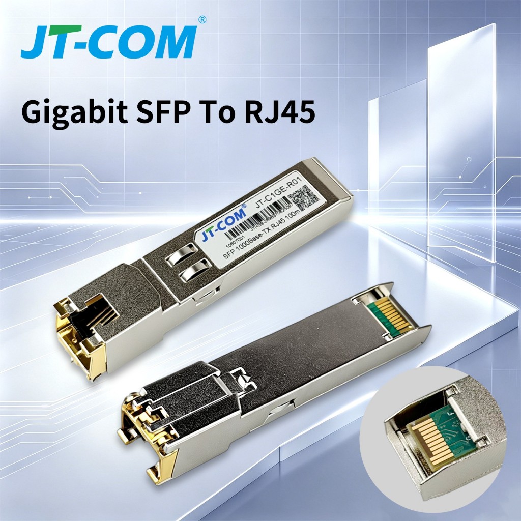 JT-COM 1000BASE-T RJ45 SFP Module Gigabit SFP To RJ45 Transceiver Module  สำหรับ Cisco/ Mikrotik / Cisco /TP-link Switches