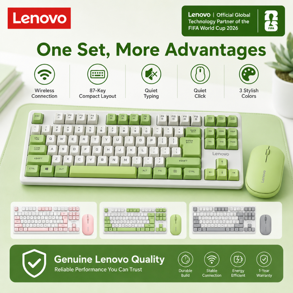 Lenovo X5K Pro 87 คีย์คีย์บอร์ดไร้สายเมาส์Combo 2.4Gเงียบตามหลักสรีรศาสตร์ขนาดกะทัดรัดแบบพกพาRGBคีย์