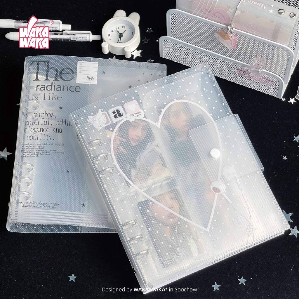 WaKaWaKa A5 Frosted Heart Photo Album, Cute Snap Closed Binder for Girls Polaroid Card Storage