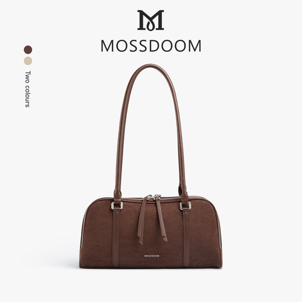 MOSSDOOM Velza Bag กระเป๋าสะพายไหล่หนังกลับ ดีไซน์มินิมอลวินเทจ ทรงสวยแมตช์ง่าย จุของได้เยอะด้วย 2 ช่องหลัก พร้อมช่องซิปและช่องใส่ของด้านใน【แถมกล่อง】