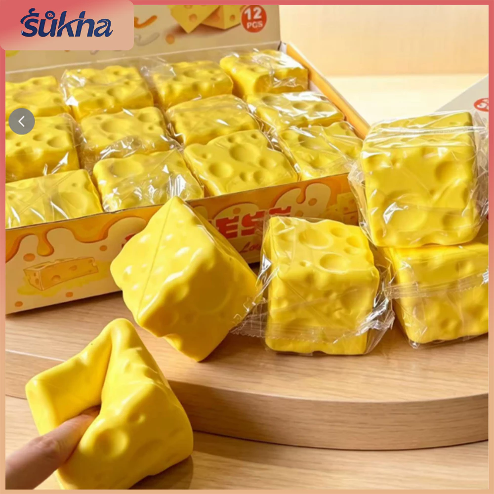 สกุชชี่ชีส ของเล่นบีบ Squishy 1ชิ้น ชีสสกุชชี่บีบเล่น นุ่มเด้งสุดฟิน ของเล่นคลายเคลียดรูปชีส