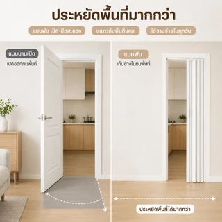 🔥2ประตูพับ PVC หนา 6mm ฉากกั้นห้อง กั้นแอร์ ประตูบานเลื่อน กันน้ำ กันน้ำมัน สำหรับห้องนอน ห้องครัว น้ำ