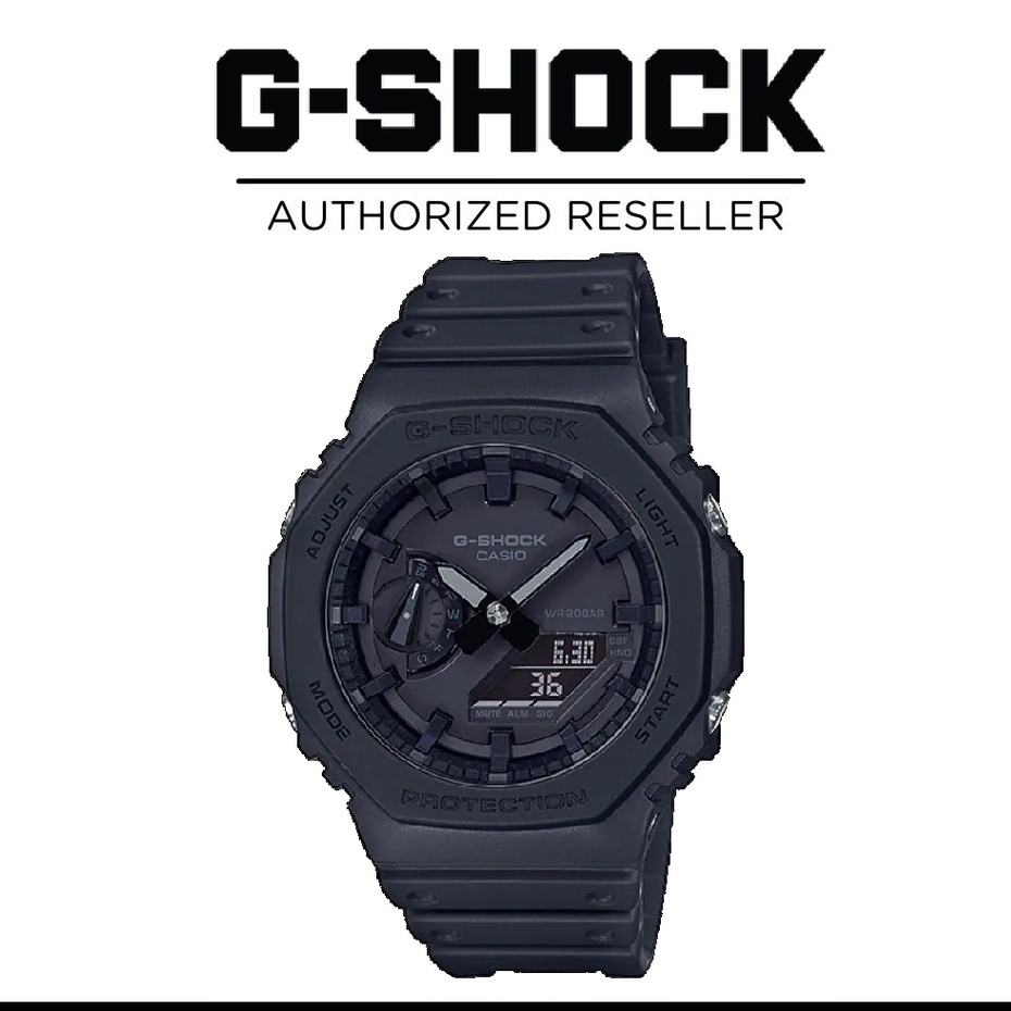 นาฬิกาคู่ Jam Tangan Lelaki G-Shock Neon Accent Series GA-2100 สีดําเรซิ่นนาฬิกาผู้ชายกีฬานาฬิกา Per