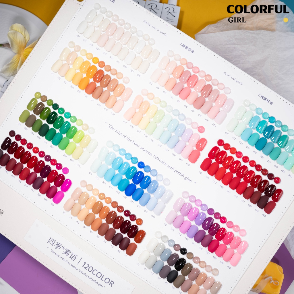 พร้อมสต็อก เร็ว จัดส่ง ชุดกาวยาทาเล็บ 120 สี ใหม่ เตรียมพิเศษสําหรับเปิดชุดสีพื้นร้าน ทาได้โดยตรง ใช้วาดภาพ ใสเต็มชุดผลิตภัณฑ์ทําเล็บร้อน-ขาย รวมการ์ดสีพร้อมสต็อก ใช้งานง่าย