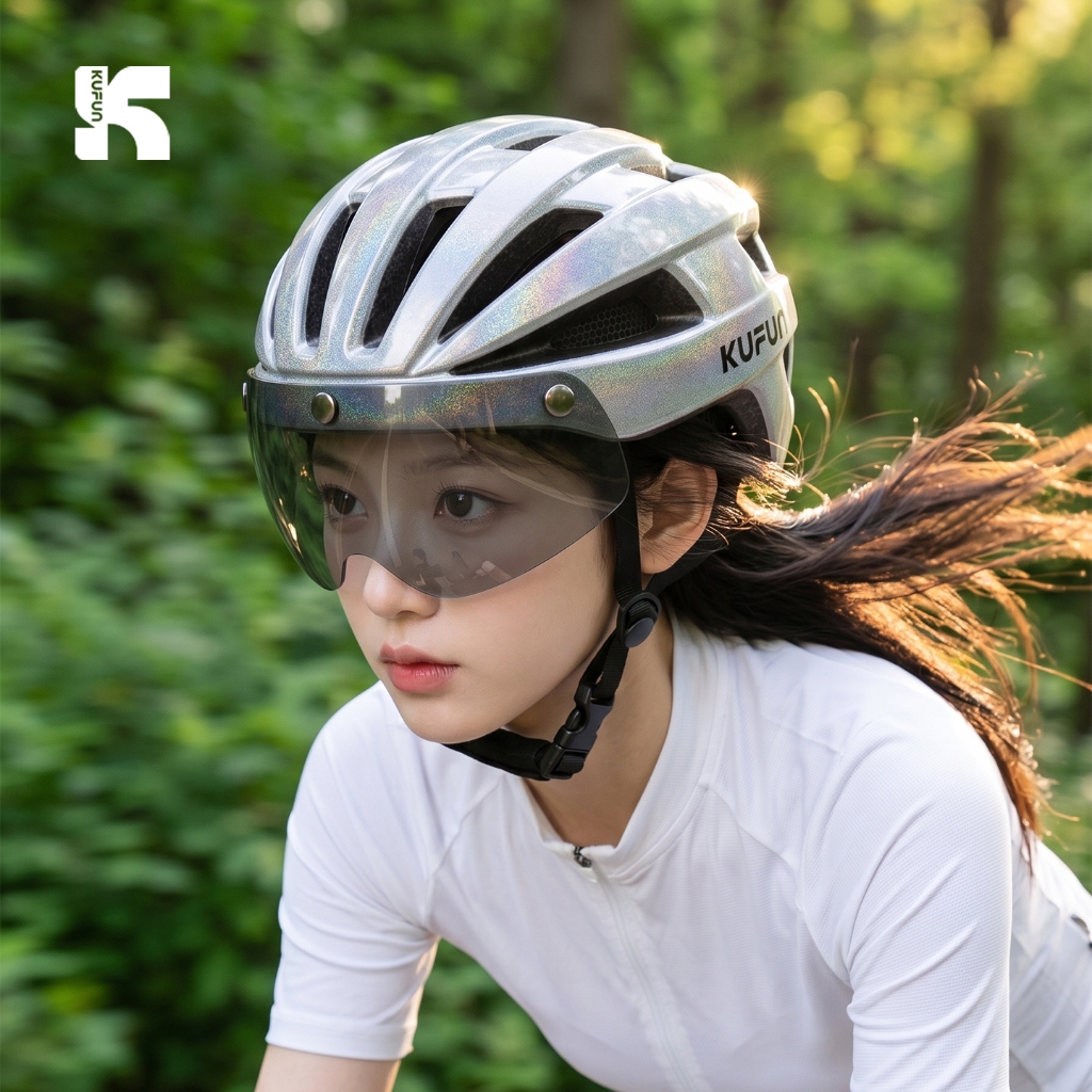 KUFUN หมวกกันน็อคขี่จักรยานพร้อมกระบังหน้าที่ถอดออกได้, KUFUN Road Mountain Bike Helmet ผู้ชายผู้หญิ