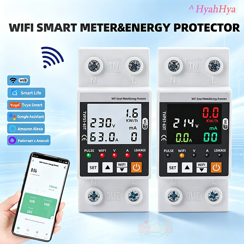 TUYA Smart Lifeเติมเงิน WiFi สมาร์ท Earth Leakage ป้องกันแรงดันไฟฟ้า Circuit Breaker Power kWh Meter