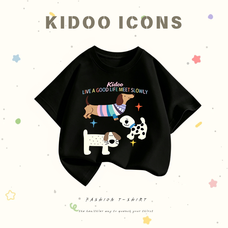 💥ส่งมอบตลอด 24 ชั่วโมง💥KIDOO ICONS 2026 สินค้าใหม่! เสื้อยืดแขนสั้นสำหรับเด็ก สบายและนุ่ม ผ้าฝ้ายแท้ 100% #A01+5231