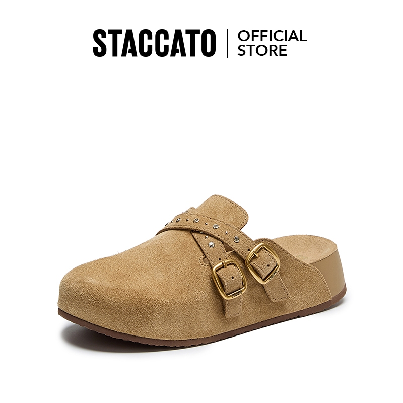 Staccato Women's Flat Sandals รองเท้าแตะส้นแบน รองเท้าแตะ พื้นนุ่ม ENC03