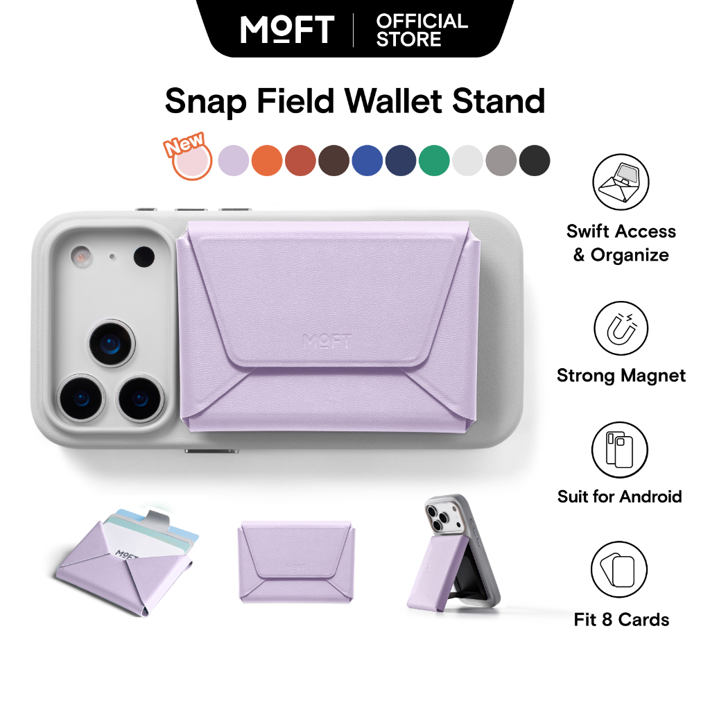 MOFT Snap Field Wallet กระเป๋าสตางค์แม่เหล็ก, พรีเมี่ยม MOVAS Leather Slim Card Holder, กระเป๋าสตางค์สไตล์มินิมอลจัดระเบียบ 3 ชั้นสําหรับร่วมและการเดินทาง