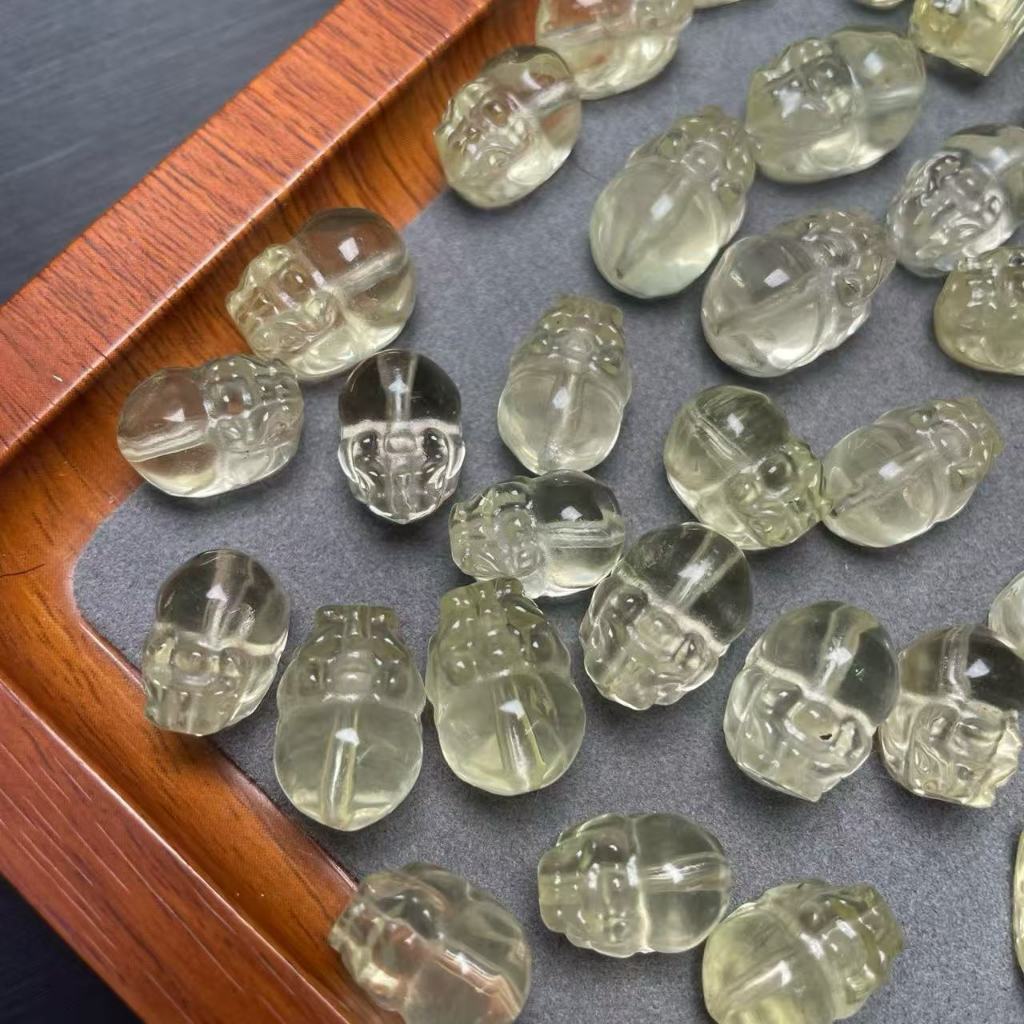 ธรรมชาติ Citrine Pixiu ประมาณ 15 มม.หัวหาง Through Hole แกะสลักชิ้นคริสตัล Hand-Made เครื่องประดับ diy อุปกรณ์เสริม Simple All-Match ของขวัญ