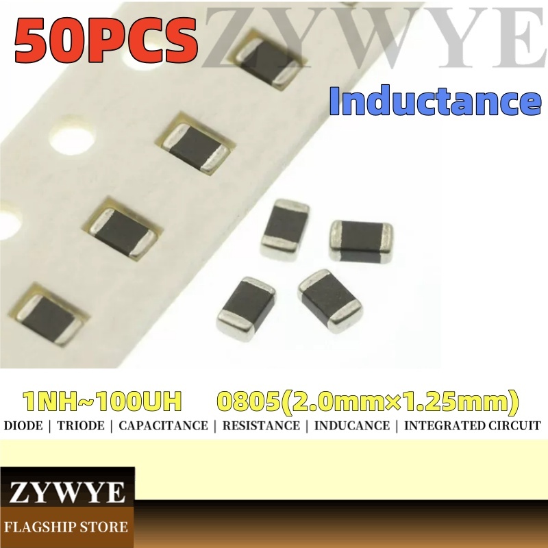 50PCS อุปกรณ์เหนี่ยวนํา 08805 ชิปซ้อนความถี่สูงเหนี่ยวนํา 1NH 2.2 NH 10NH 47NH 150NH 220NH 470NH 1UH