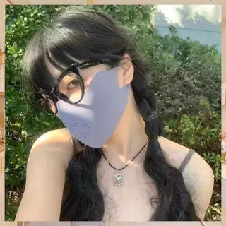 หน้ากากกันแดดป้องกันรังสียูวีรูปตัว โวลต์ ผ้าไหมน้ําแข็งผ้าคลุมหน้ากันลมและกันฝุ่น