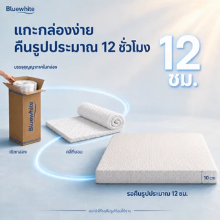 BlueWhite ที่นอนเมมโมรี่โฟม หนา4นิ้ว ระบายอากาศดี เย็น รองรับสรีระ ลดแรงกดทับ 3/4/5/6ฟุต อพาร์ตเมนต์ COD