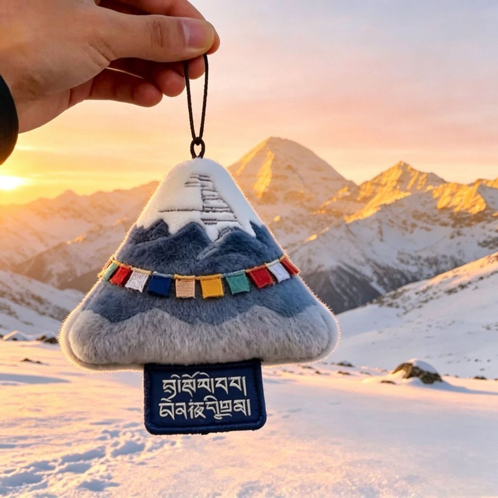 เขาพระสุเมรุ จี้ตุ๊กตาทิเบต Shenshan Blessing ภูเขาหิมะ จี้ธงอธิษฐานเย็บปักถักร้อยตุ๊กตาจี้วัฒนธรรมสร้างสรรค์ของที่ระลึก จี้ ของแขวน พวงกุญแจ