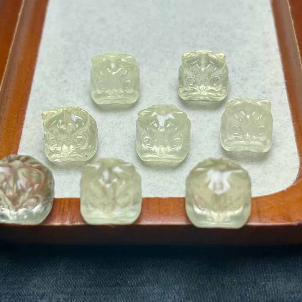 Natural Citrine Lion Awakening ประมาณ 15 มม. Upper Through Hole แกะสลักชิ้น Hand-Made เครื่องประดับ diy อุปกรณ์เสริม Simple All-Match ของขวัญ