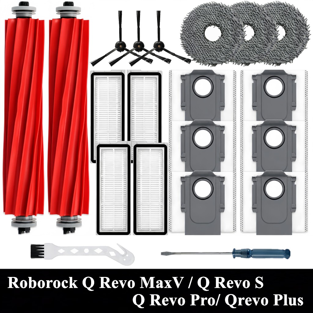 Roborock Q Revo MaxV / Q Revo S / Q Revo Pro เครื่องดูดฝุ่นหุ่นยนต์อุปกรณ์เสริมถุงเก็บฝุ่นหลักแปรงด้านข้าง HEPA Filter Mop ผ้าอะไหล่