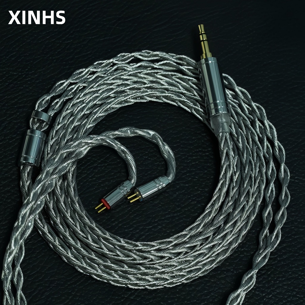 XINHS Single Crystal Copper Silver Plated+Graphene 8-Core 7N High Purity Earphone Upgrade Line